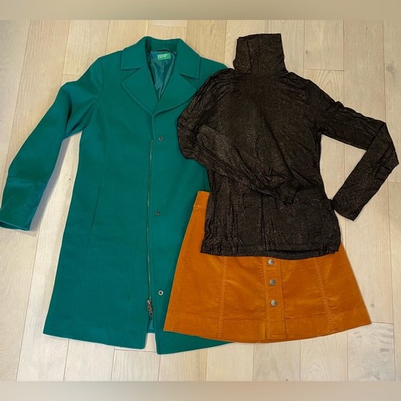NWOT • Benetton Elegant Green Coat SIZE 6 - Picture 5 of 5